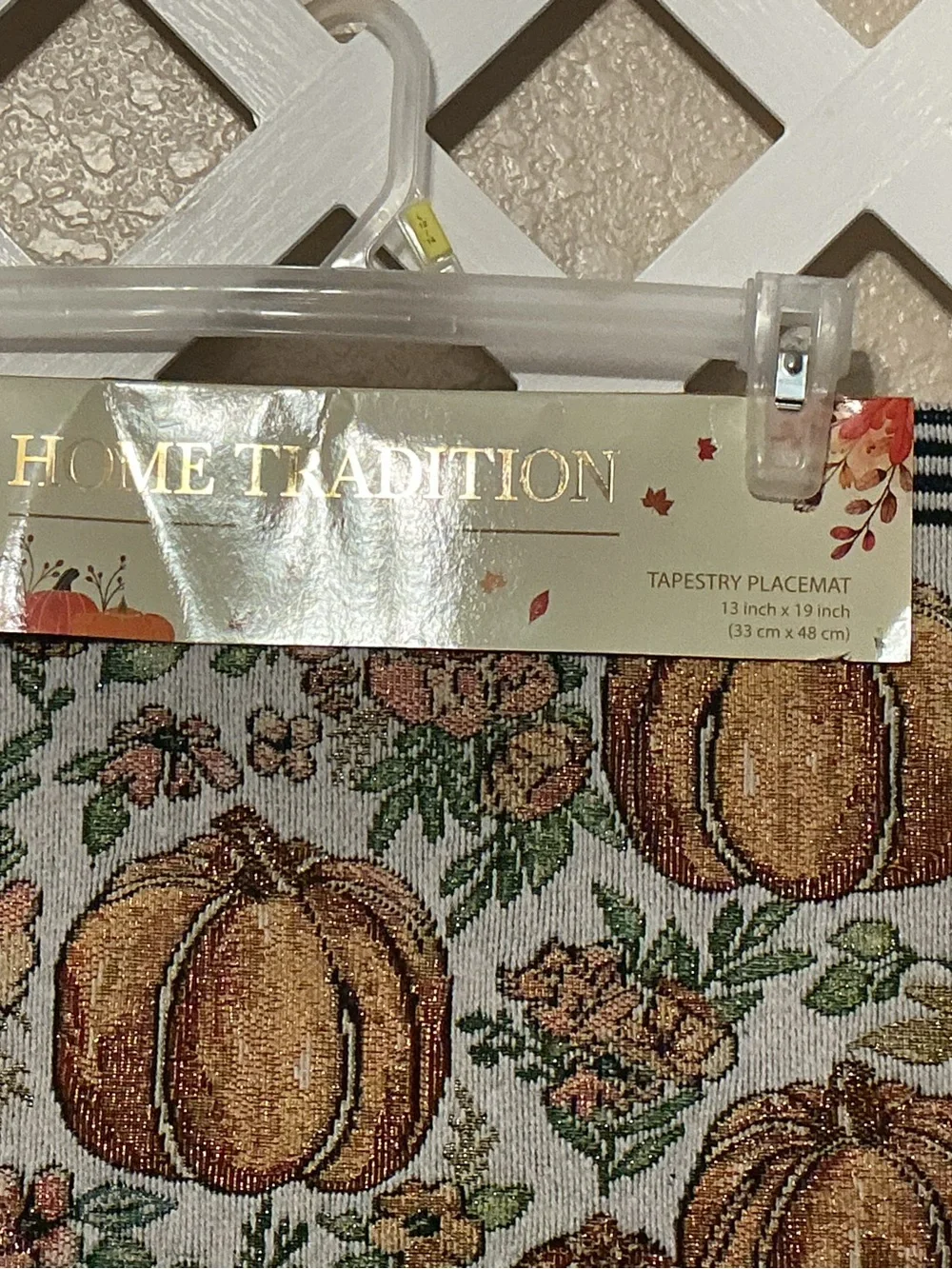 Pumpkin & Flower Metallic Print Tapestry Placemats. Set of 4